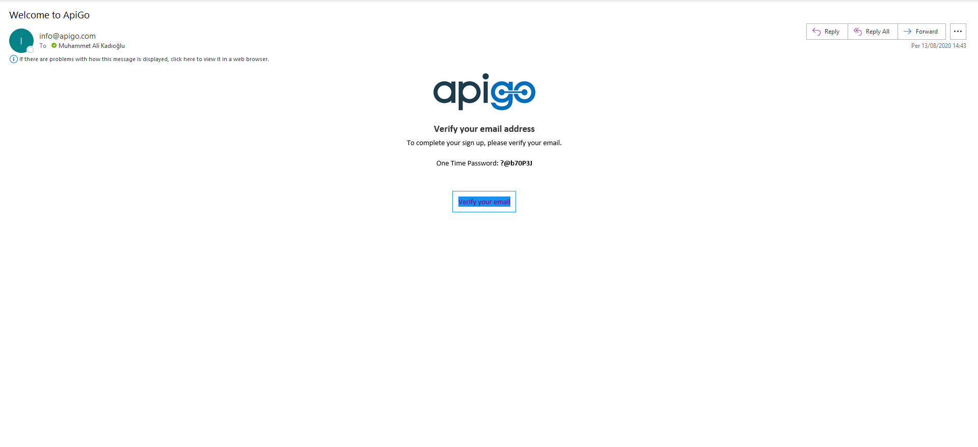 apigo tenant user verify mail